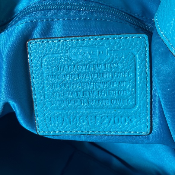 Coach Avery Drawstring Teal Turquoise Blue Super Soft. 2 Straps. - Picture 3 of 14